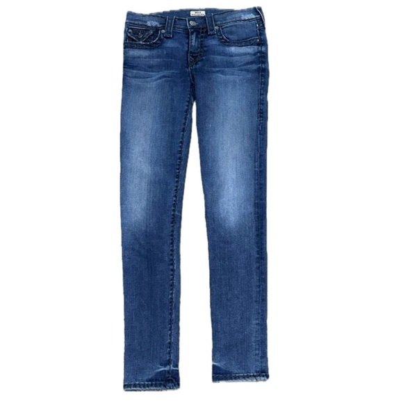 👖💙 TRUE RELIGION Halle Super Skinny Jeans | Mid Rise Flap Pocket Denim Sz 26 - Picture 1 of 5